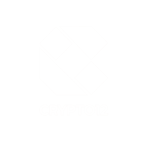 Crypto12 logo with geometric design on a light background.
